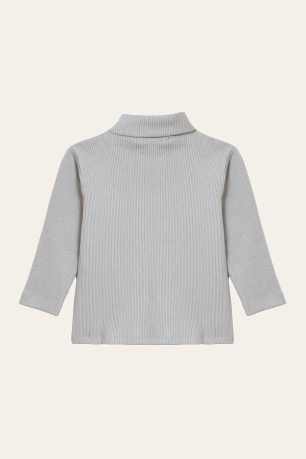 Camiseta Canelado Gola Alta Cinza