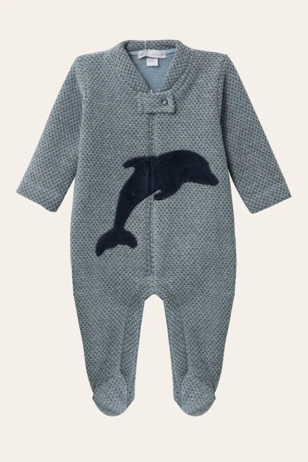 Macacão Tweed Golfinho Azul Mescla