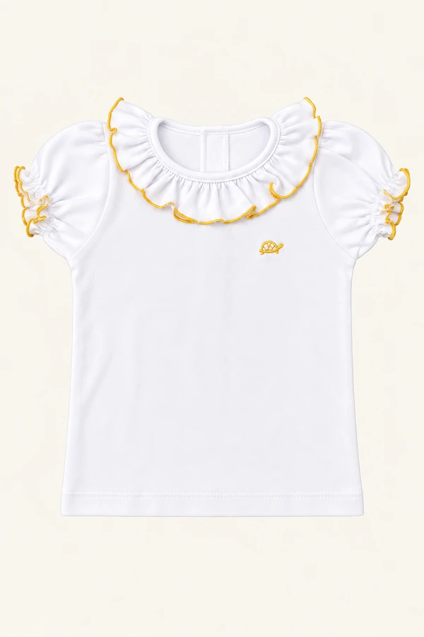 Camiseta Frufru Algodão Egípcio Mostarda