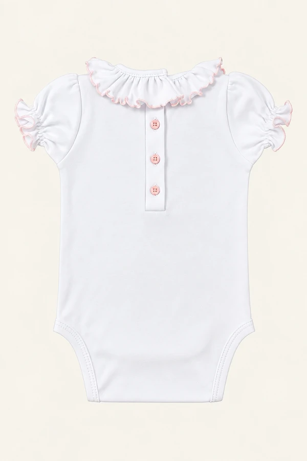 Body Frufru Algodão Egípcio Rosa Claro