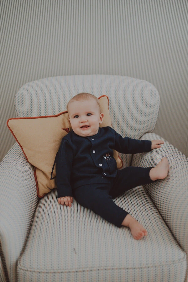 Conjunto Bolsinho Tricotil Raposa Azul marinho