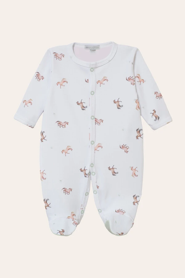 Macacão Horses Algodão Egípcio Branco Bege