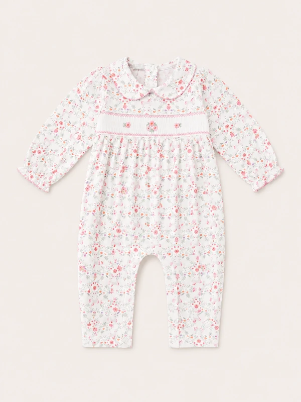 Macacão Smock Floral Pima sem Pé Colorido