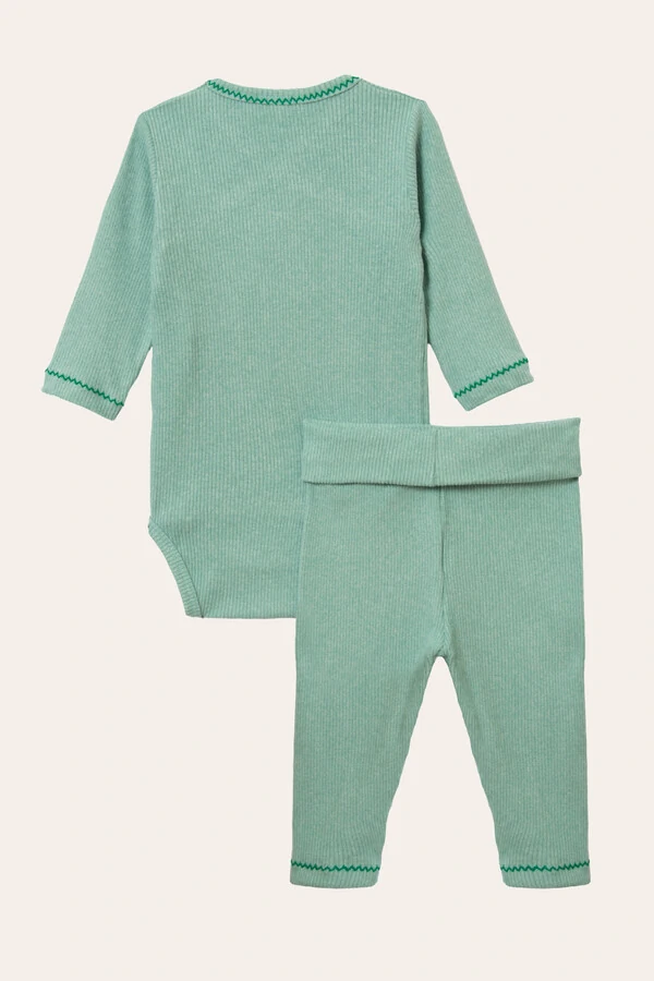 Conjunto Kimono Canelado Verde