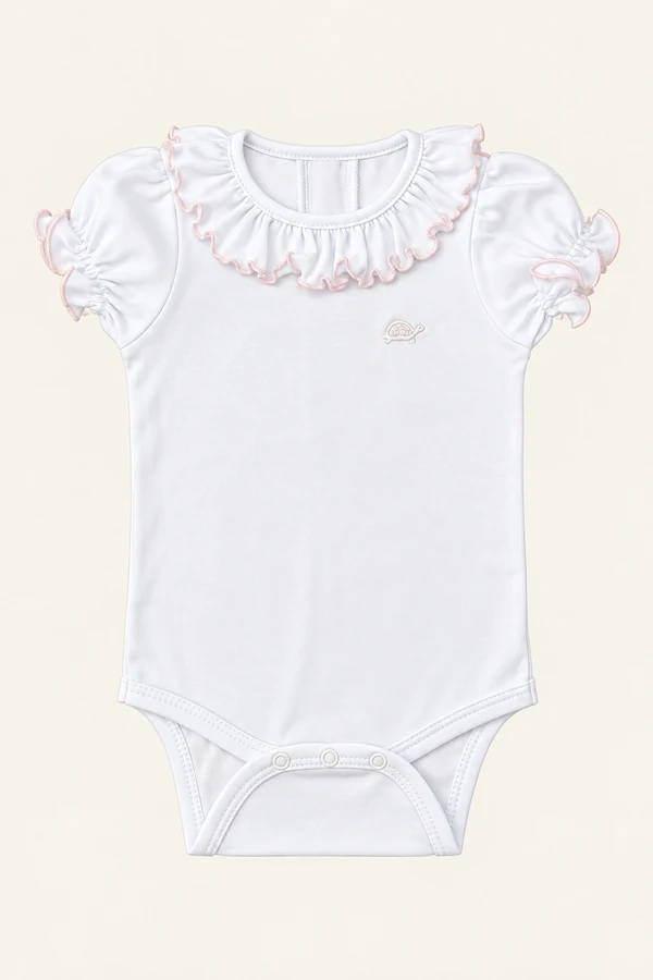 Body Frufru Algodão Egípcio Rosa Claro