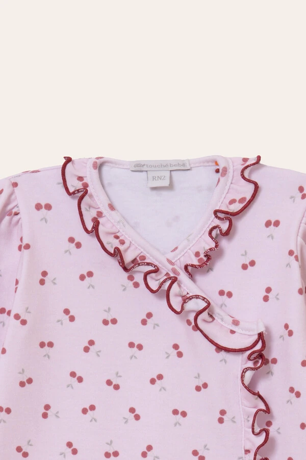 Macacão Babadinho Algodão Egípcio Cereja Rosa Vinho