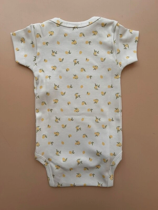 Body Americano Manga Curta Algodão Egípcio Limão Off White Mostarda