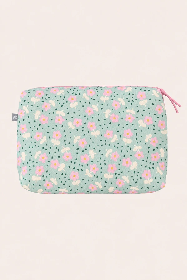 Necessaire Estampa Flor Verde Rosa