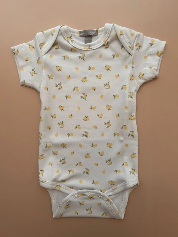 Body Americano Manga Curta Algodão Egípcio Limão Off White Mostarda