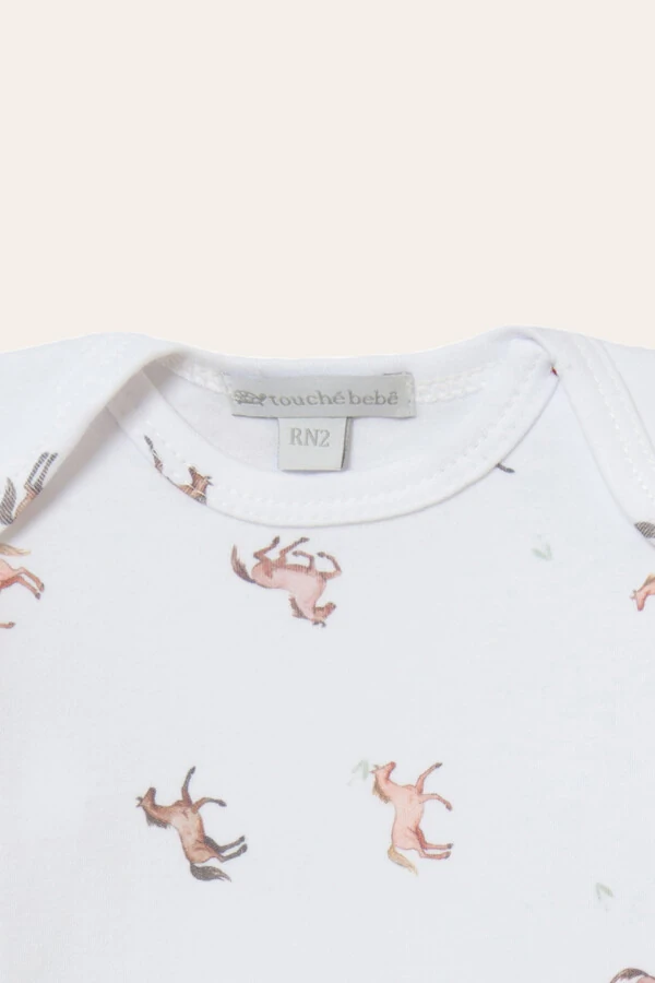 Conjunto Horses Algodão Egípcio Branco Bege