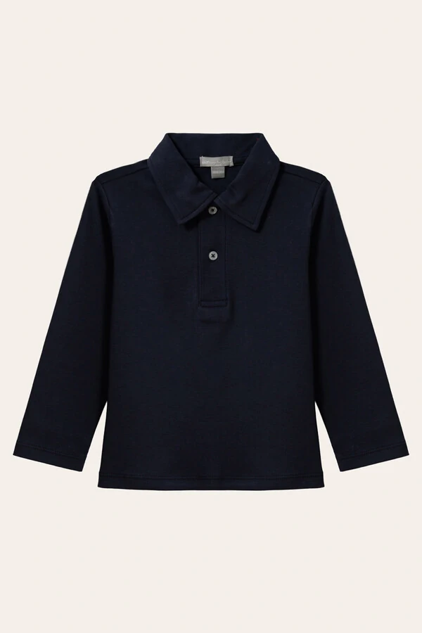 Camiseta Polo Manga Longa Pima Azul Marinho