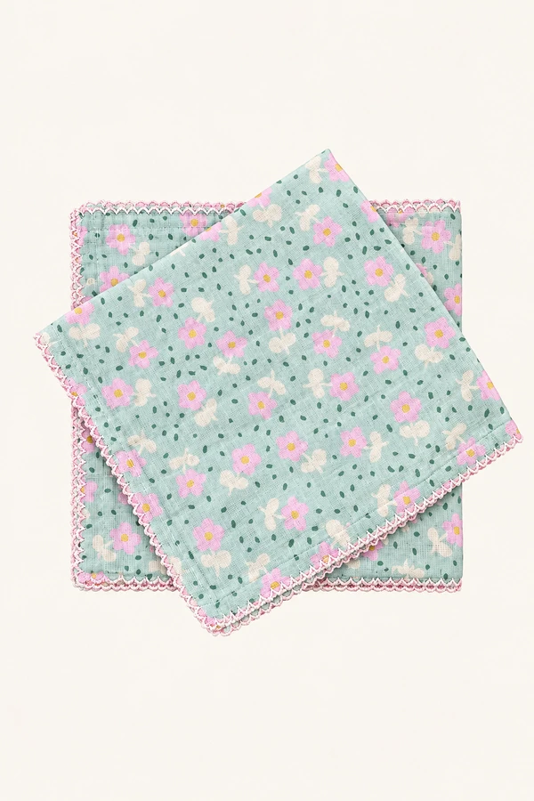 Kit Fralda Estampa Flor Verde e Rosa