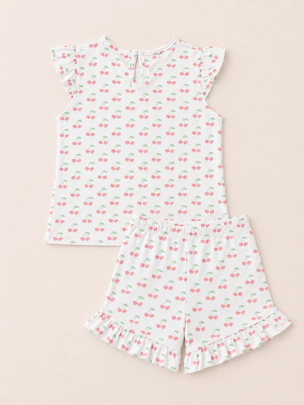 Pijama Curto Cereja Pima Vermelho