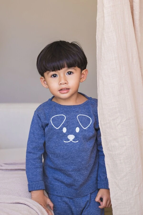 Conjunto Tricot Cachorro Azul Jeans