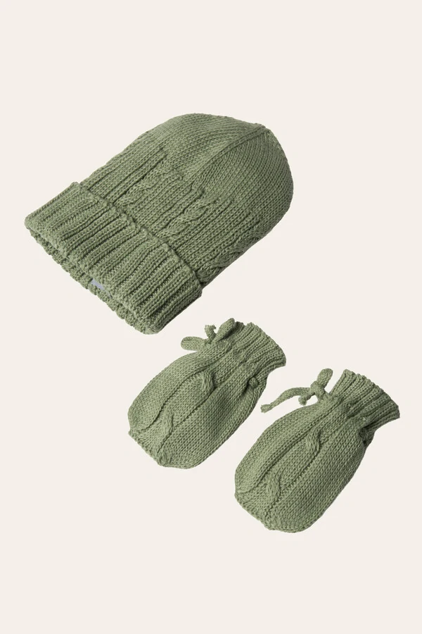 Kit Gorro e Luva Tricot Avocado