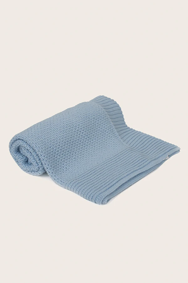 Manta Ponto Renda Colo Azul Bebê