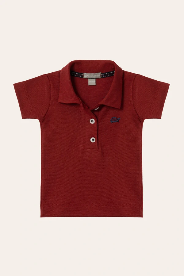 Camiseta Polo Piquet Manga Curta Vinho