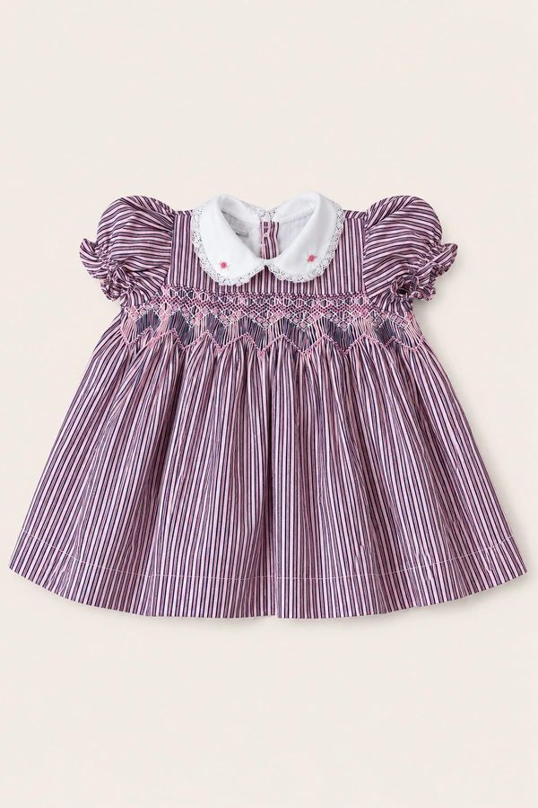 Vestido Eliza Listrinha Azul Marinho Rosa