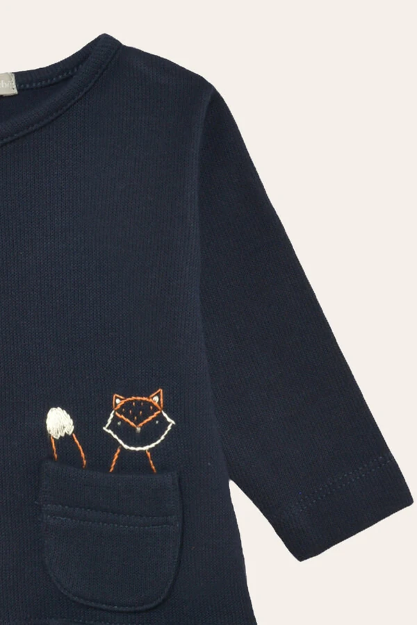 Conjunto Bolsinho Tricotil Raposa Azul marinho