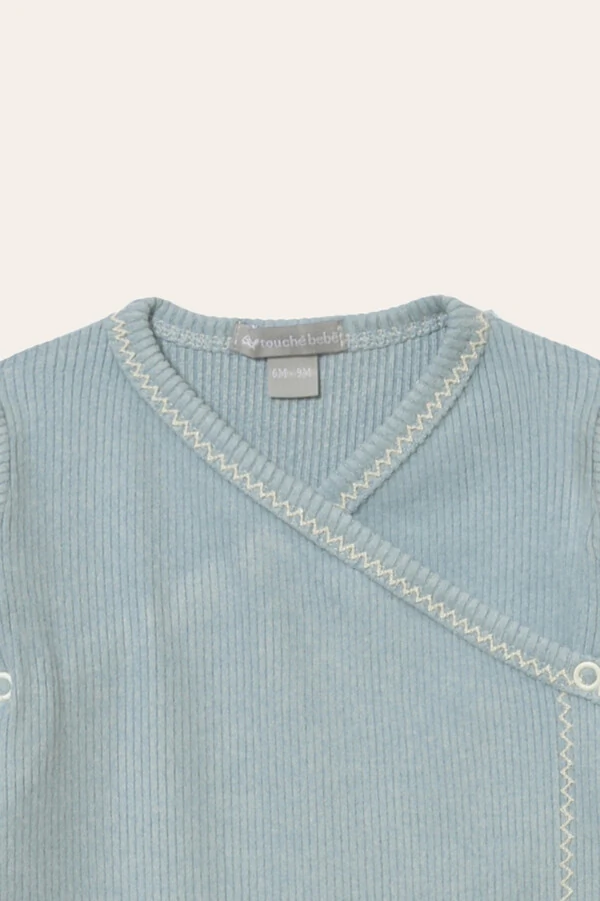 Conjunto Kimono Canelado Azul Bebê