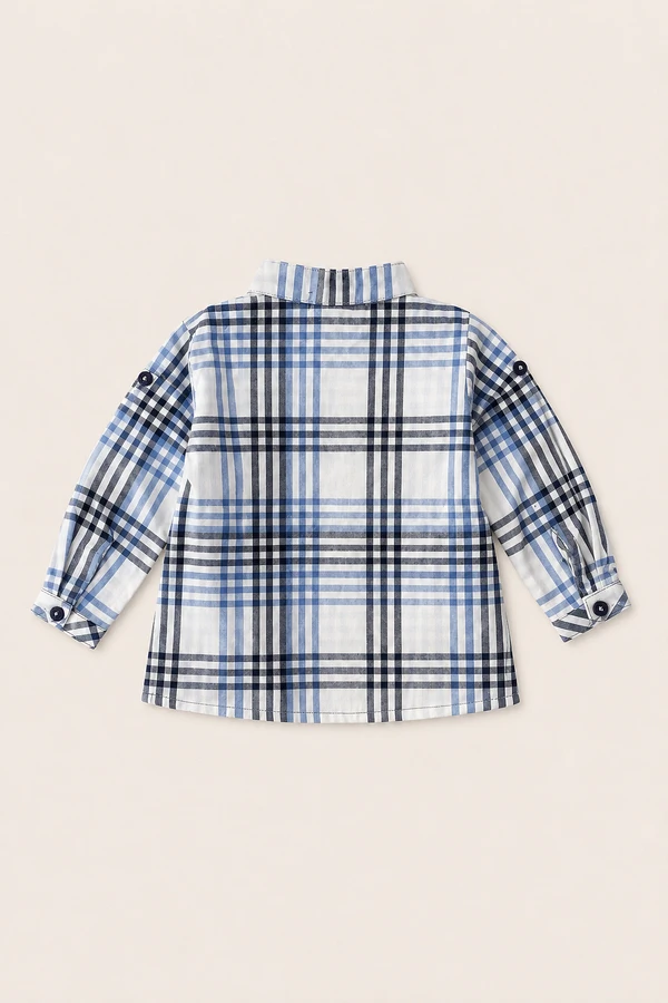 Camisa Gola Padre Xadrez Azul