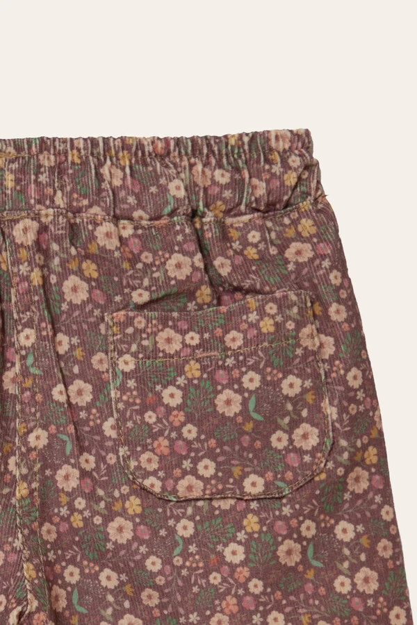 Calça Veludinho Floral Dream Colorido com Vinho