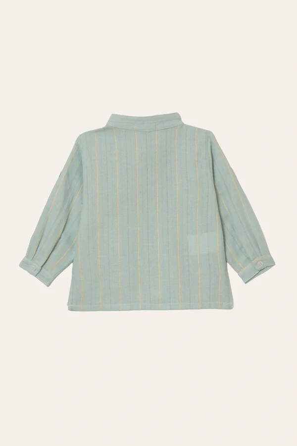 Camisa Gola Padre Listrinha Leve Azul Claro