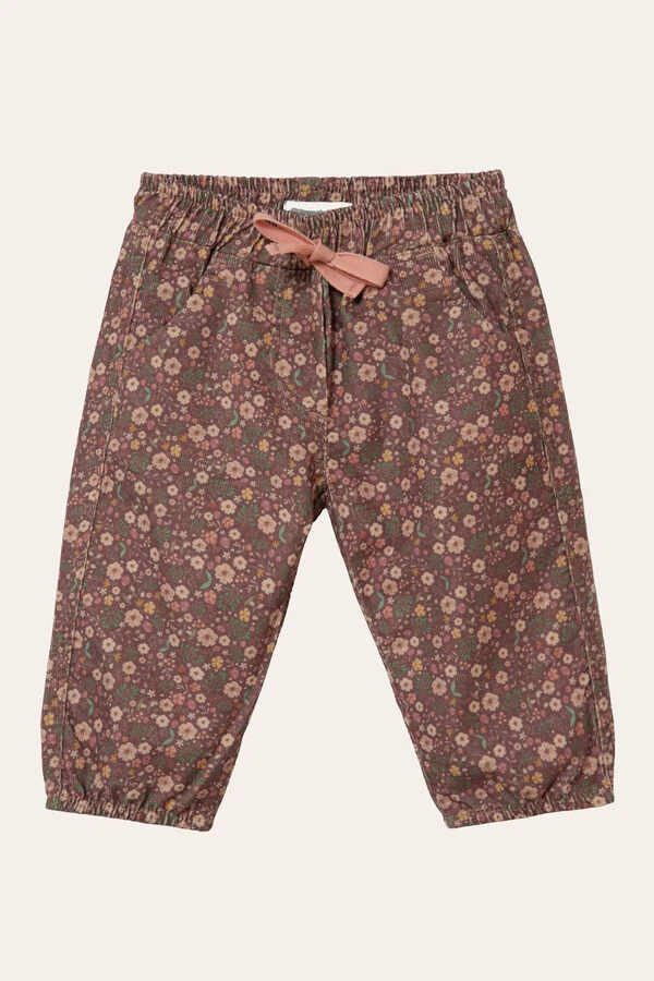 Calça Veludinho Floral Dream Colorido com Vinho