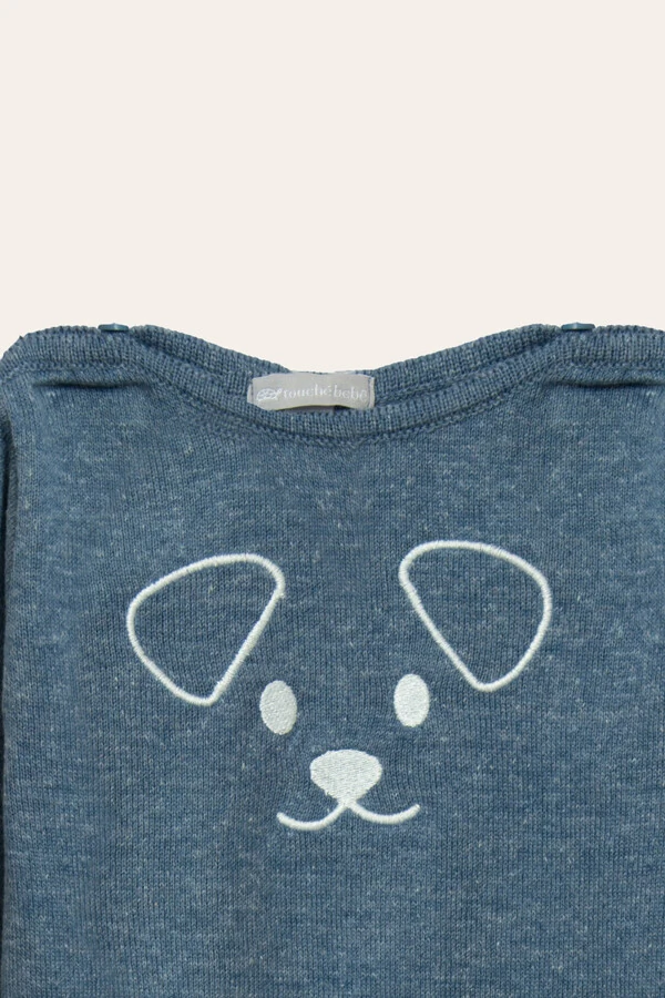 Conjunto Tricot Cachorro Azul Jeans