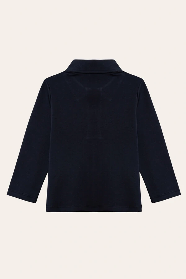 Camiseta Polo Manga Longa Pima Azul Marinho