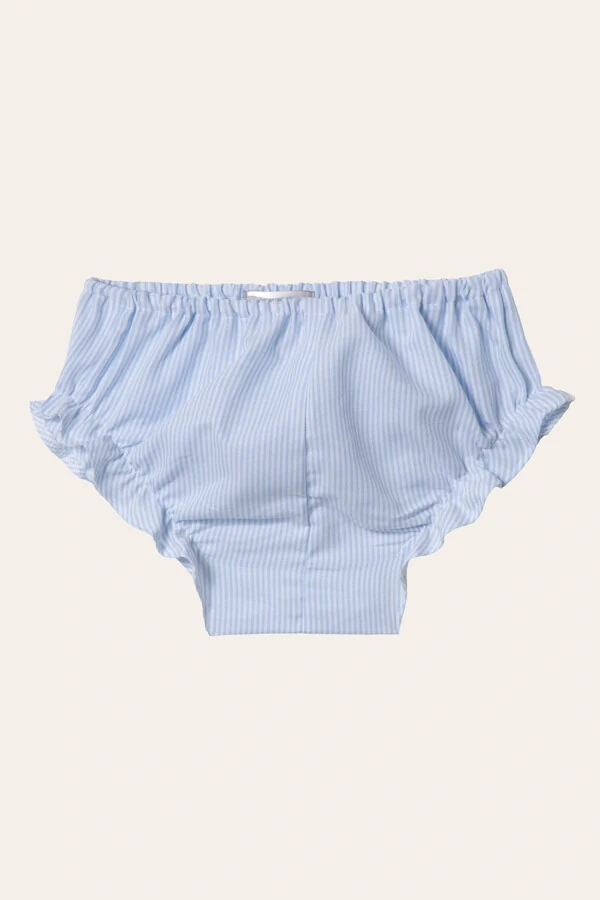 Vestido Eliza Listrinha Azul Bebê Branco