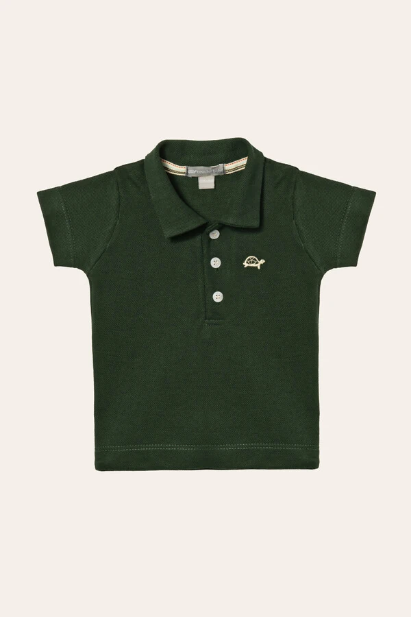 Camiseta Polo Piquet Manga Curta Verde Musgo