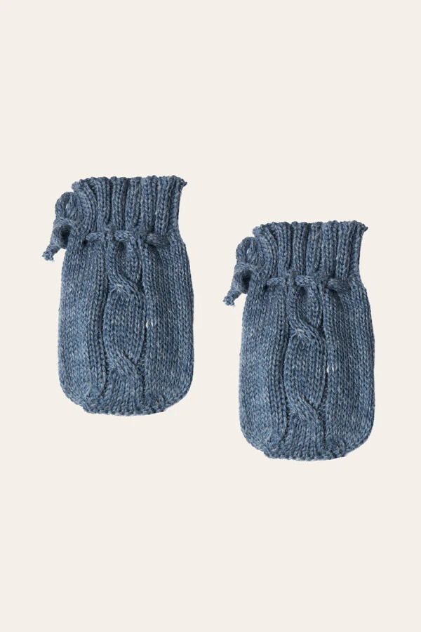 Kit Gorro e Luva Tricot Azul Jeans