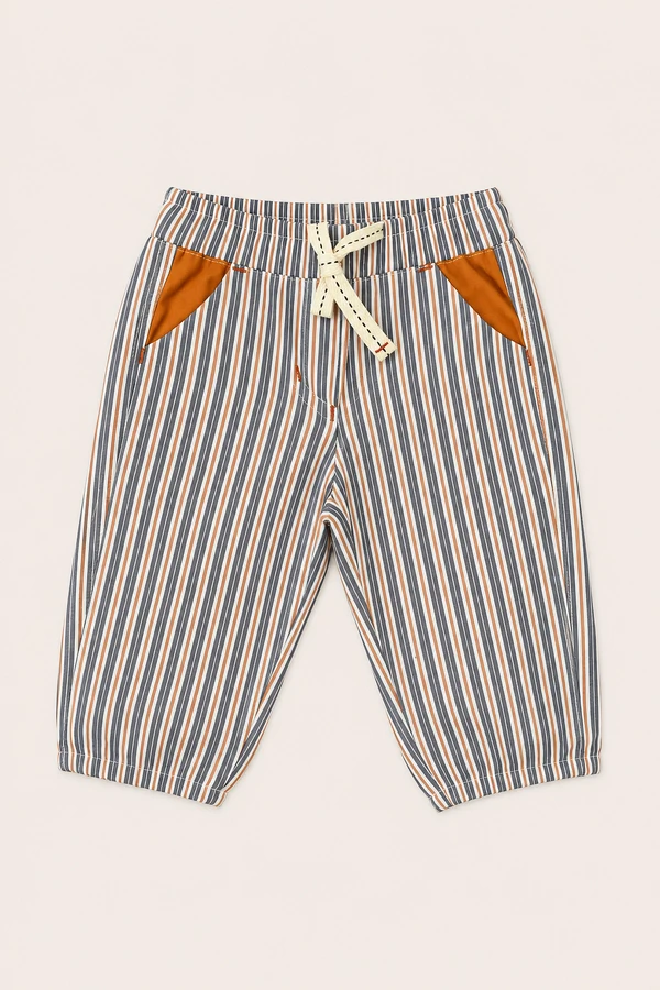 Calça Adora Listrada Cinza Laranja