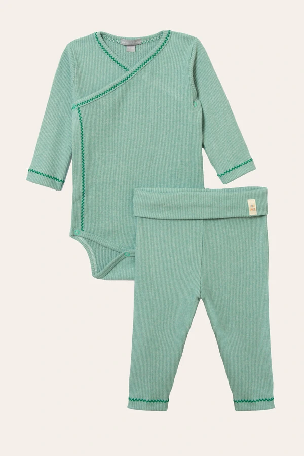 Conjunto Kimono Canelado Verde