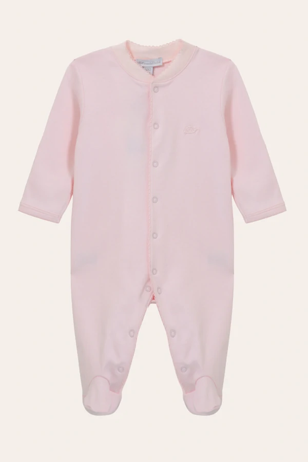 Macacão Essencial Pima com Pé Rosa Bebê