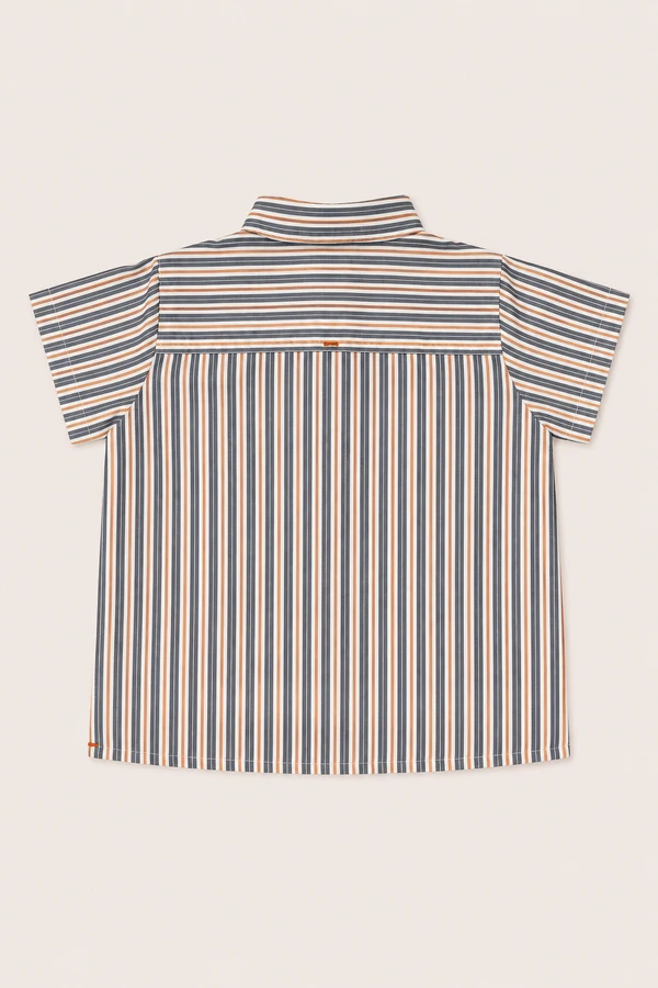Camisa Lucas Listrada Cinza Laranja