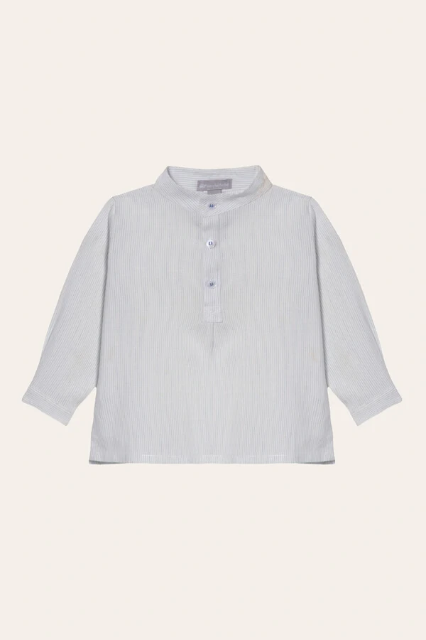 Camisa Gola Padre Listra Branco Azul