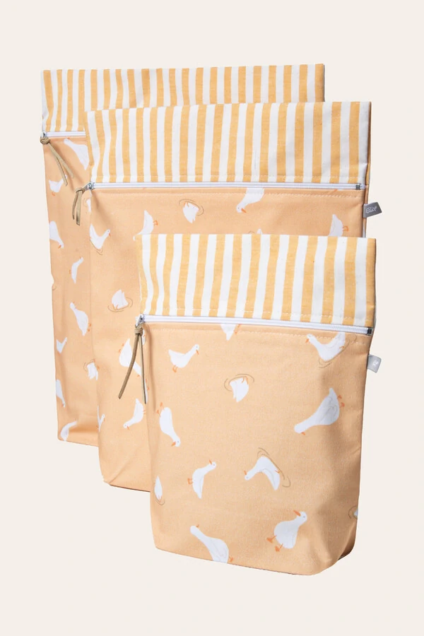 Kit Saquinhos Estampa Patinhos Amarelo