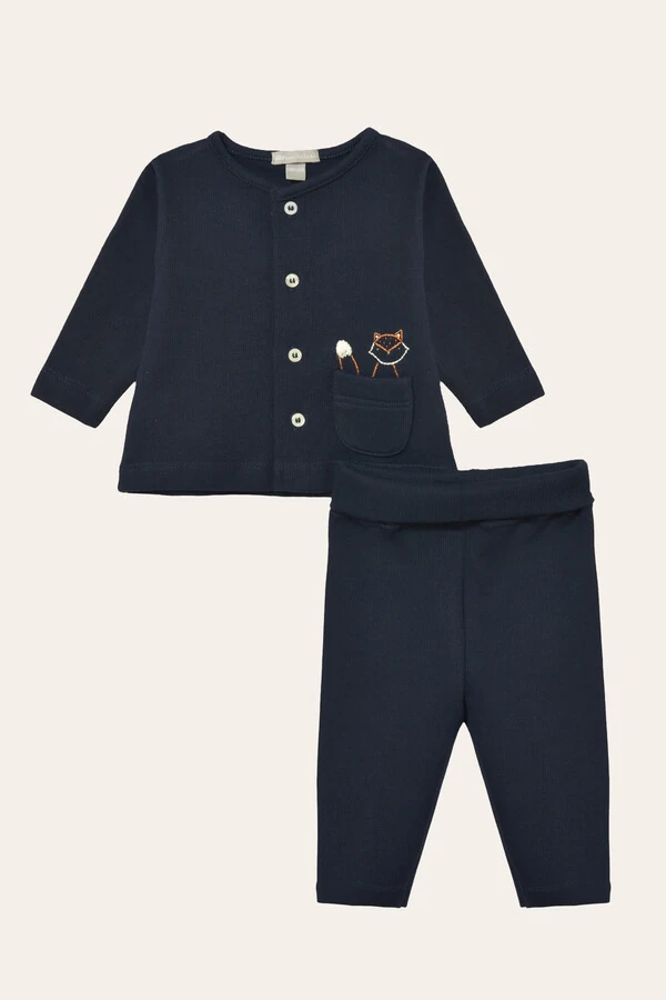 Conjunto Bolsinho Tricotil Raposa Azul marinho