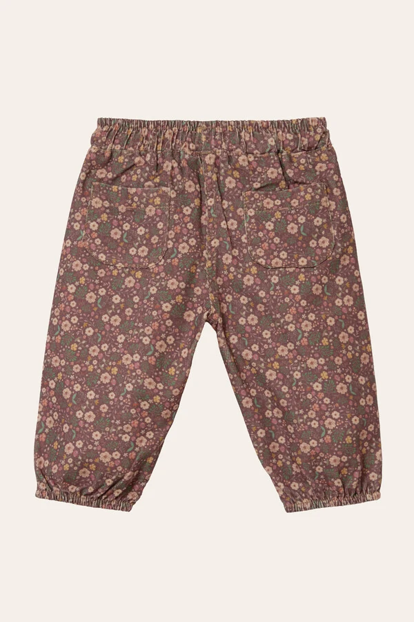 Calça Veludinho Floral Dream Colorido com Vinho