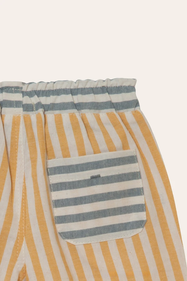 Calça Adora Listrinha Bicolor Azul Jeans Mostarda