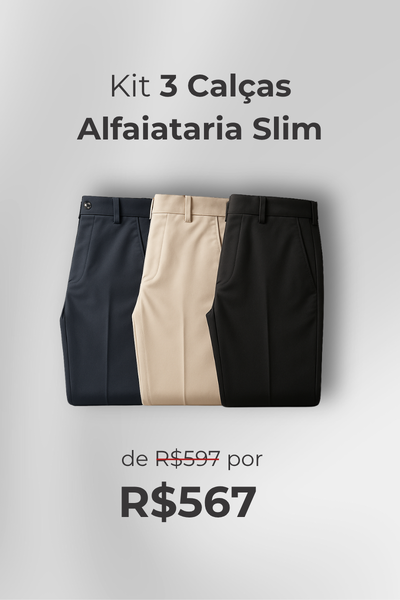 Foto Kit 3 Calças Alfaiataria Slim