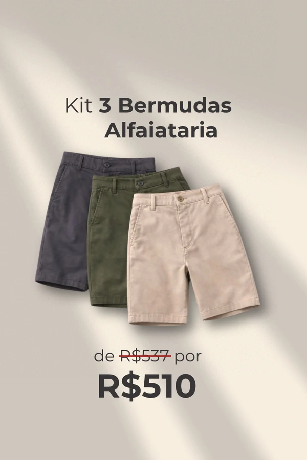 Kit 3 Bermudas Alfaiataria