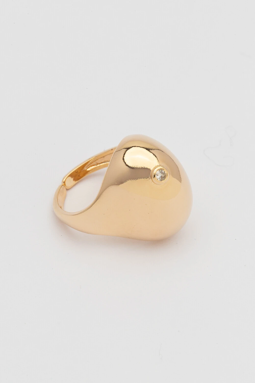 FotoAnel Dourado Dedinho Bean Ponto Zircônia