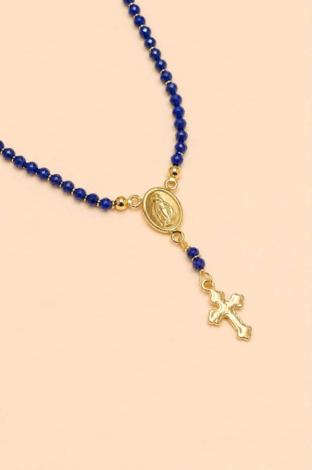 Foto Colar Tercinho Mini Zircônia Azul Banho Ouro 18K