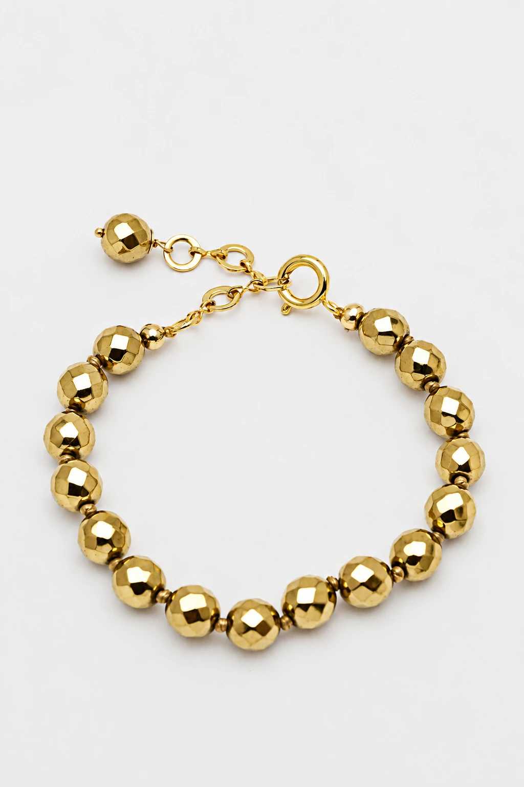 Foto Pulseira Hematita Facetada Banho Ouro 18K