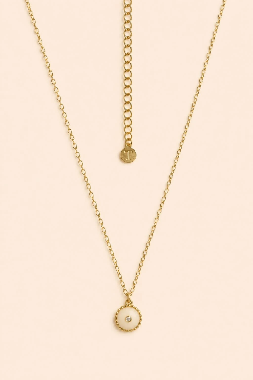 Foto Colar Dourado Pastilha Resina Zircônia Cristal