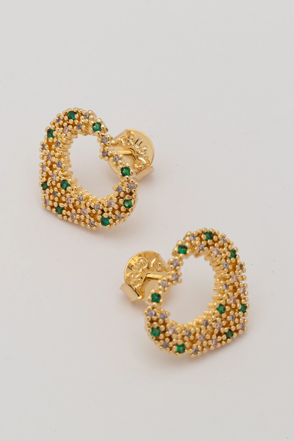 FotoBrinco Coração G Zircônia Color Banho Ouro 18K