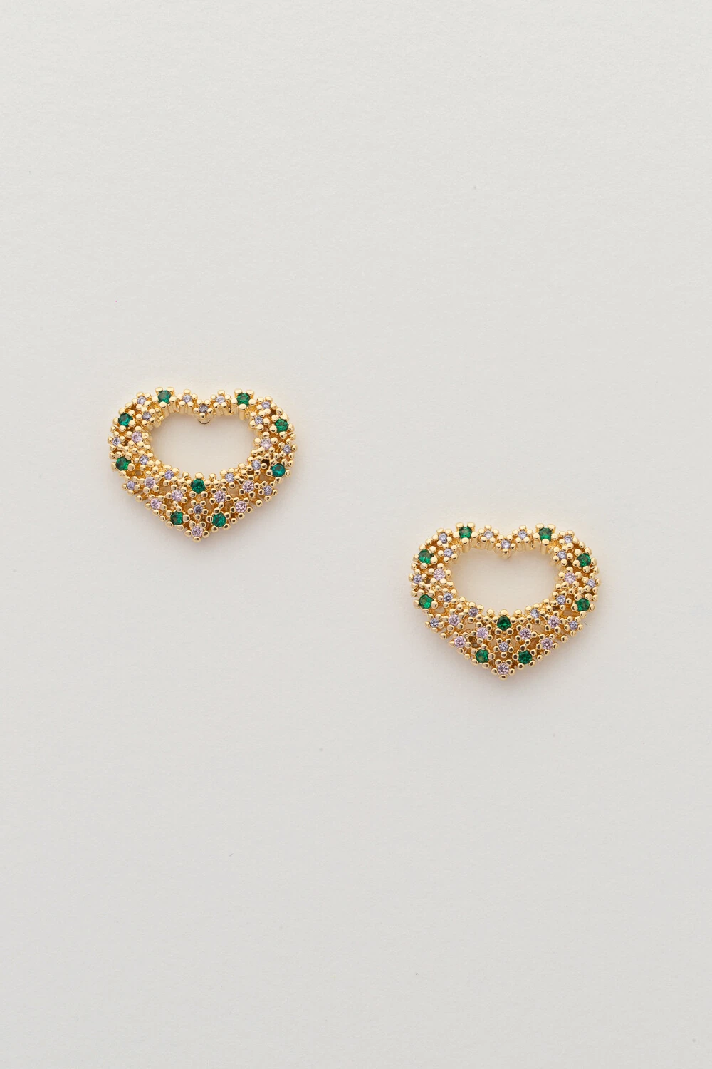 FotoBrinco Coração G Zircônia Color Banho Ouro 18K